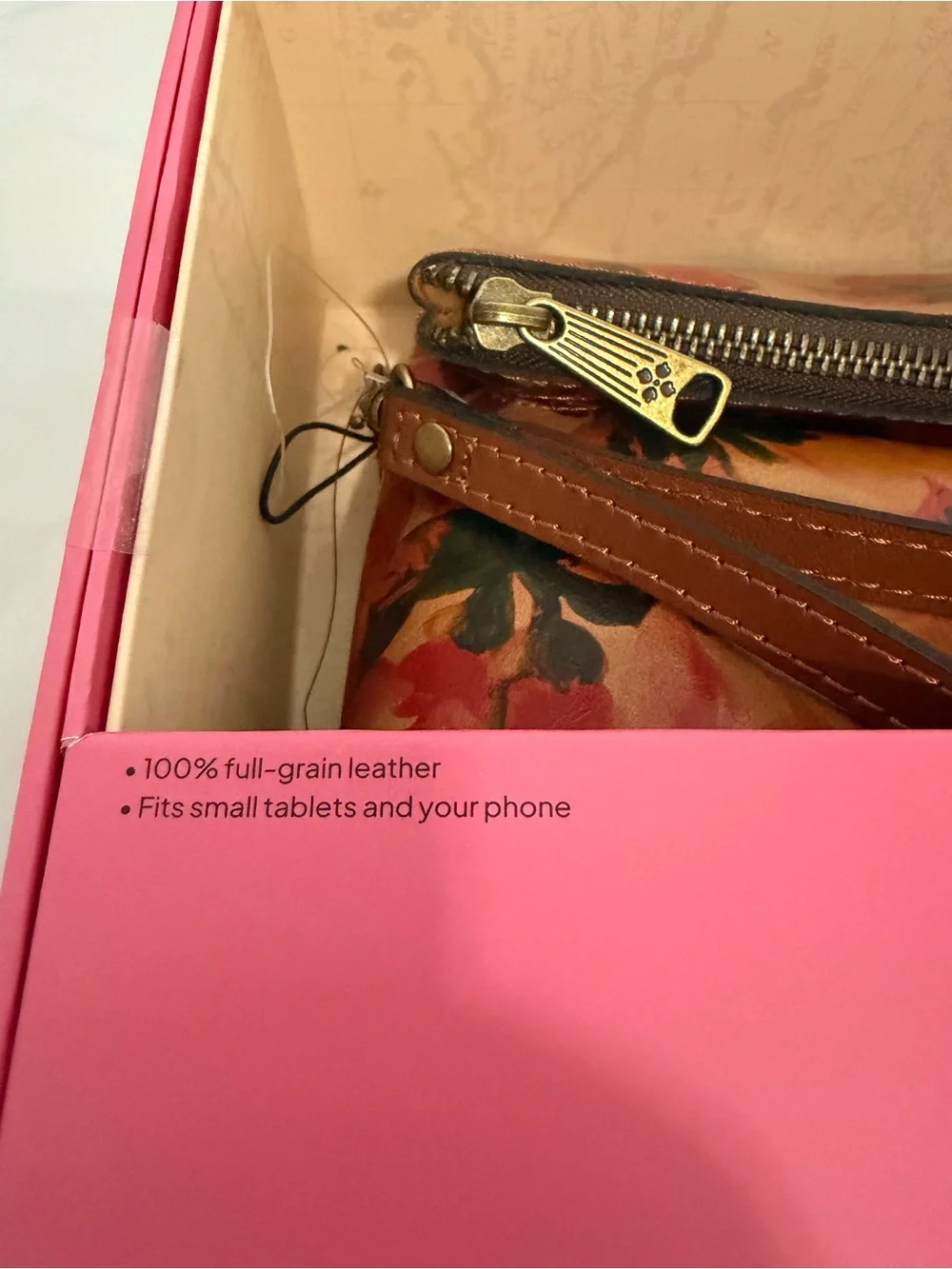 Patricia Nash Orange and Brown Floral Foldover Wristlet Clutch